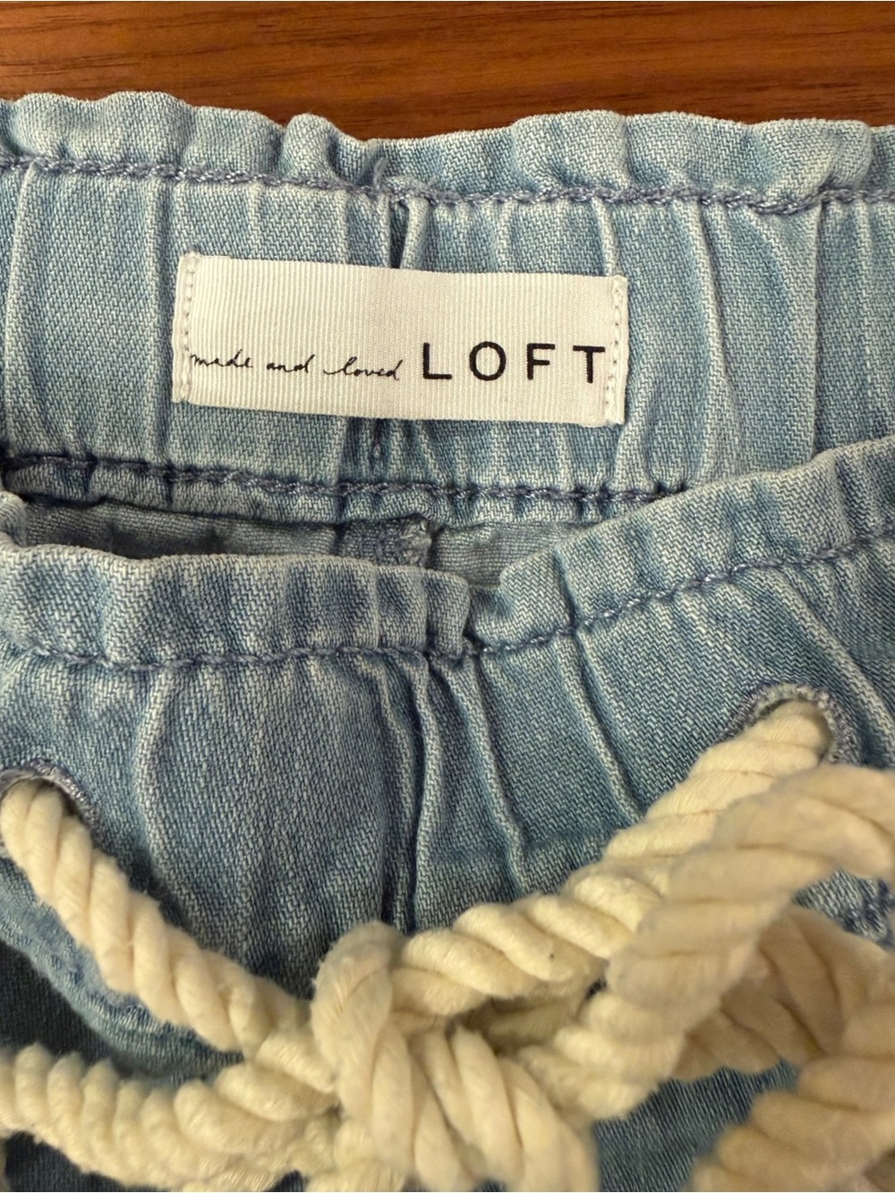 LOFT Wide Leg Chambray Pants XL Drawstring Pull On - Picture 4 of 8